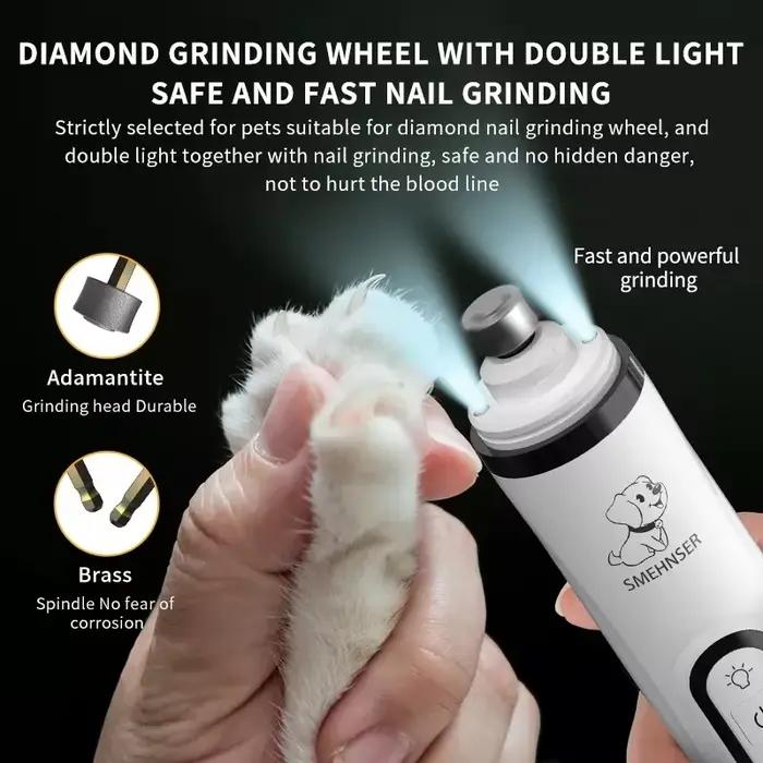 Lime à ongles électrique pour animaux de compagnie avec lumière LED, coupe-ongles pour chats et chie