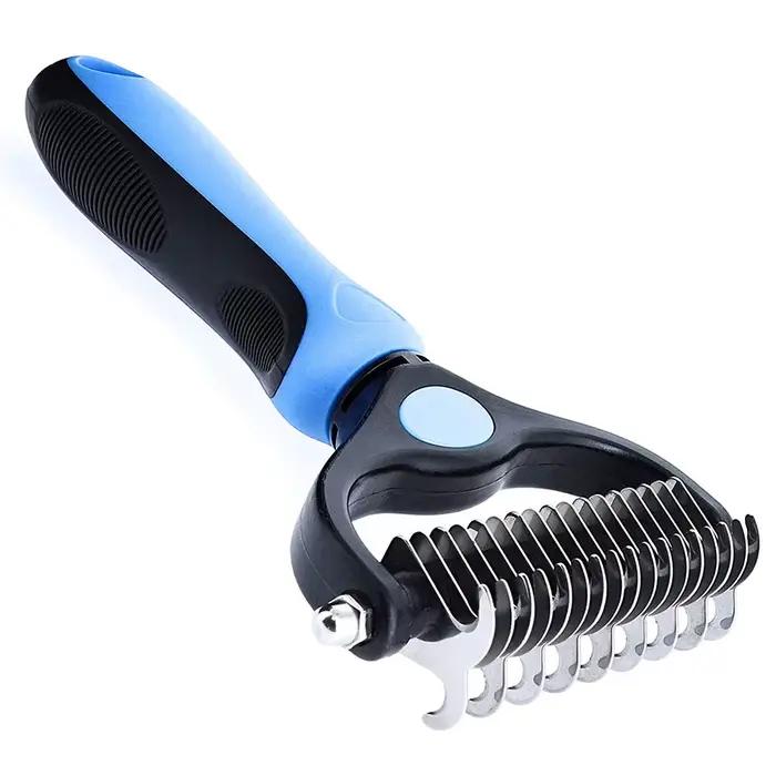 Brosse à 2 faces pour animaux domestiques, râteau à sous-manteau pour chiens et chats, peigne de per