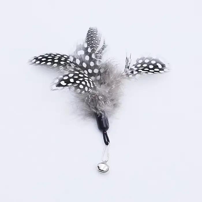 Bâton de chat à ressort avec manche en bois, tête de remplacement de plumes de perles, jouets pour c