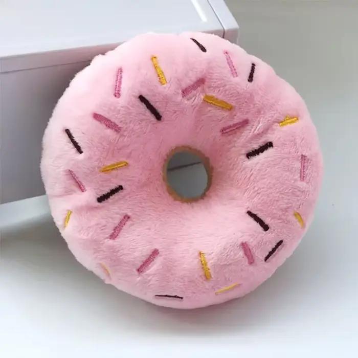 Donuts de chien doux en peluche jouets pour chiens de compagnie jouet à mâcher mignon chiot couineur