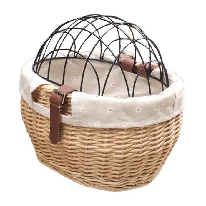 Panier de vélo en osier pour petits chiens et chats, panier avant de transport pour animaux de compa