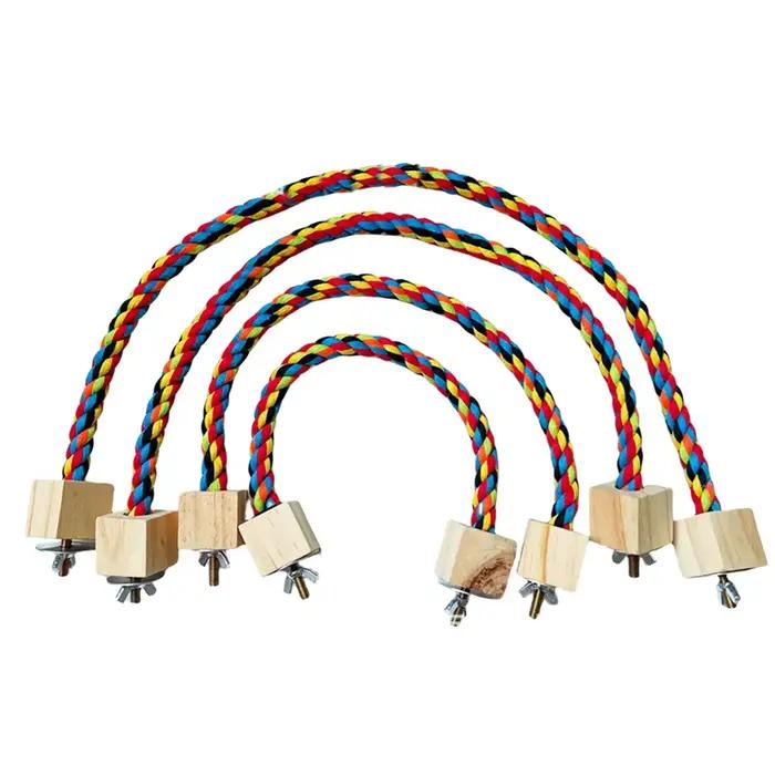 Jouets de morsure d'oiseau pour animaux de compagnie, corde en coton couleur perroquet, jouets d'esc