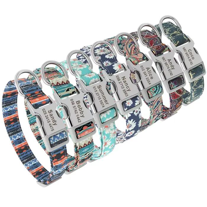 Accessoires personnalisés pour chiens, collier en Nylon imprimé pour chiots de compagnie, colliers d