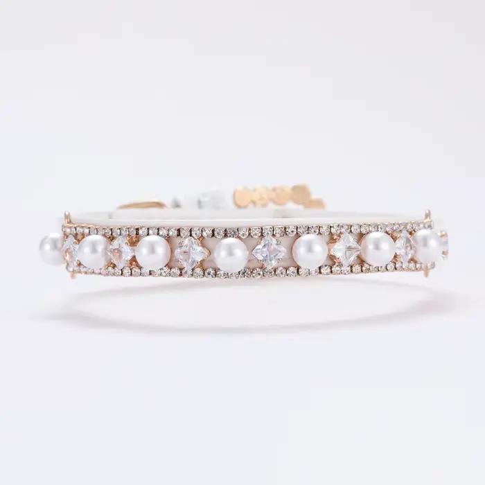 Collier de chien en strass Collier de chat en perles de créateur de luxe Sangle de cou réglable Coll