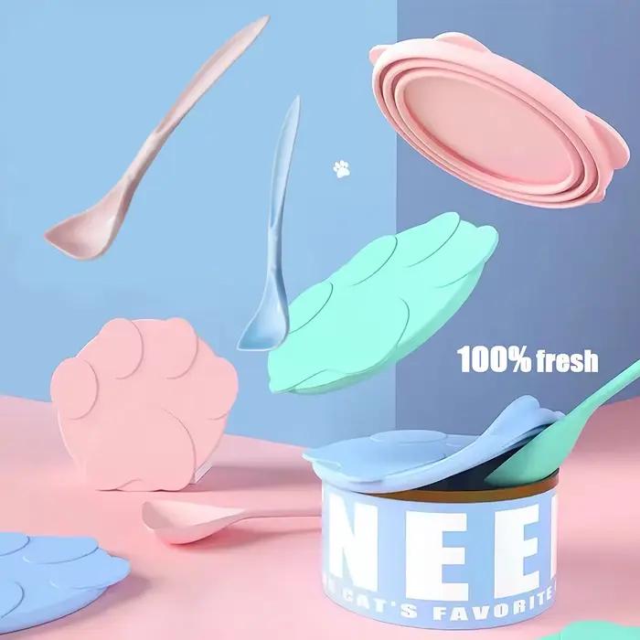 Couvercle de stockage de boîte de conserve en forme de patte de chat mignon, couvercle de boîte réut