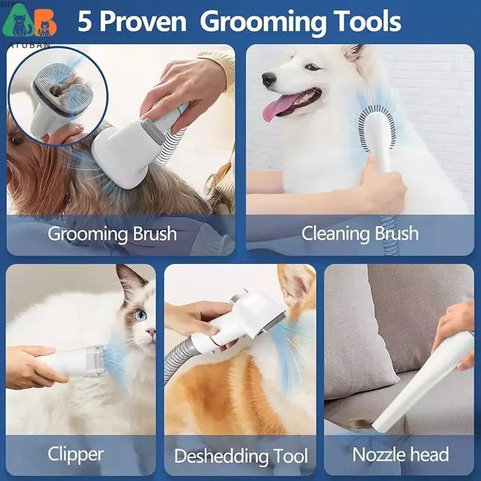 ATUBAN aspirateur de toilettage pour animaux de compagnie et Kit de toilettage pour chiens avec une 
