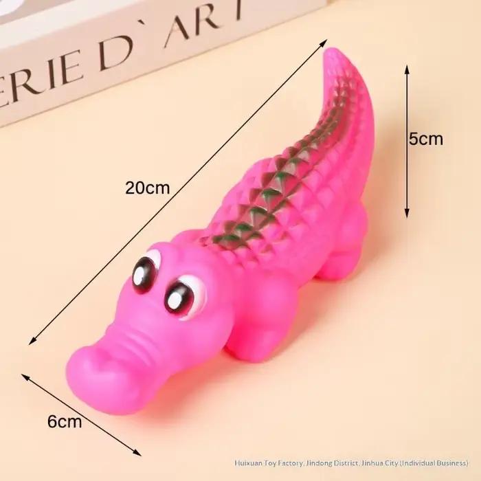 Jouet pour chien en caoutchouc couineur en forme de crocodile, durable, pour la mastication et le je