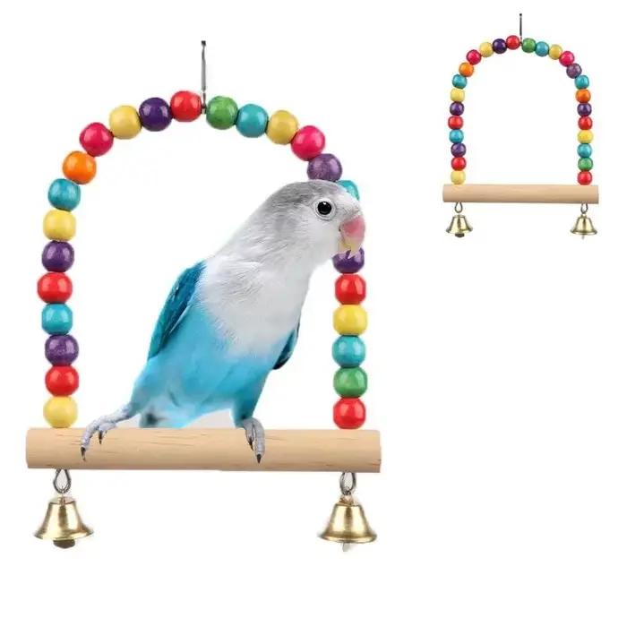 Jouet pour animaux de compagnie, balançoire pour oiseaux, support de balançoire en bois pour perroqu