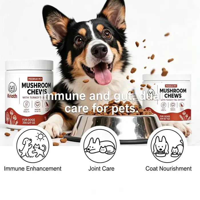 Friandises à mâcher pour chiens Kriath saveur bœuf : Améliore la vitalité de votre animal, équilibre