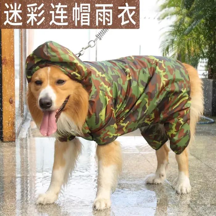 Manteau de pluie pour grand chien, avec trou de laisse, Camouflage, léger, étanche, vêtements à capu