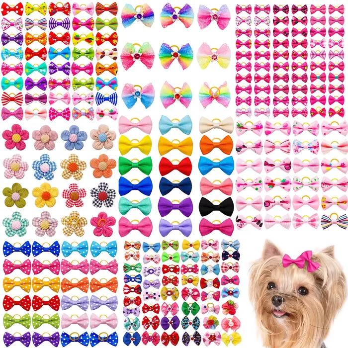 Nœuds colorés pour petits chiens, 10/20 pièces, nœuds pour cheveux de chiot, décoration de petits ch