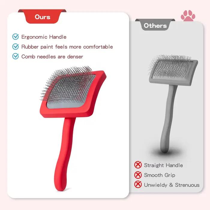 Brosse Professionnelle de Énergie Doux pour Chien et Chat, Broches en Acier Inoxydable, Peigne de Dé