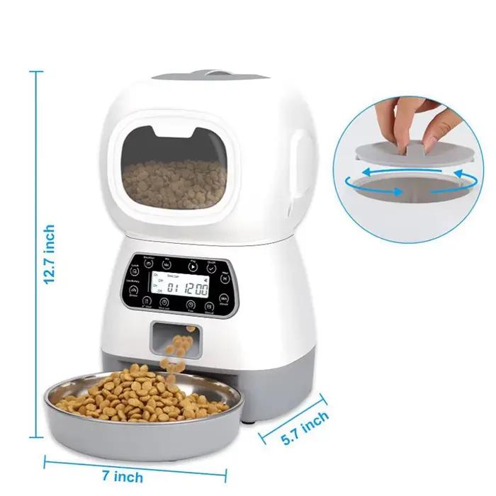 Distributeur automatique de nourriture pour chien de 3,5 L avec minuterie vocale, bol en acier inoxy