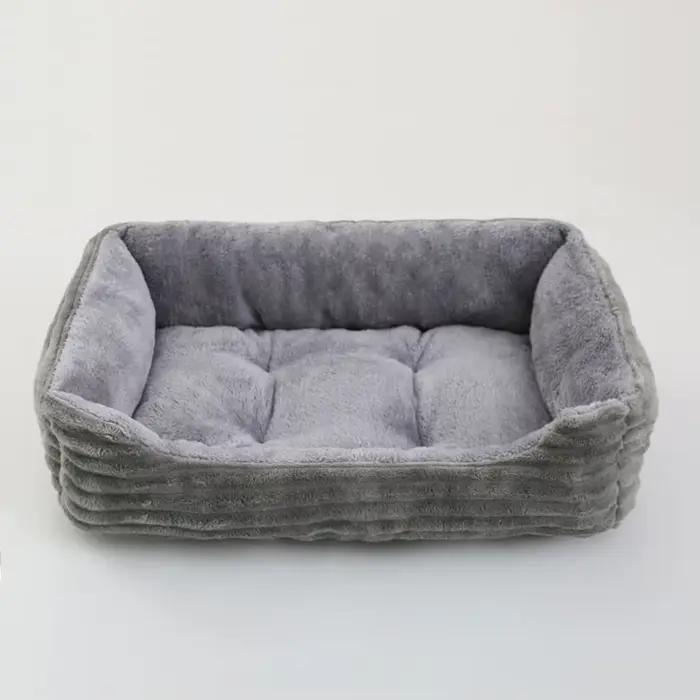 Lit pour chien et chat, niche carrée en peluche, canapé-lit pour chien de taille moyenne et petite, 