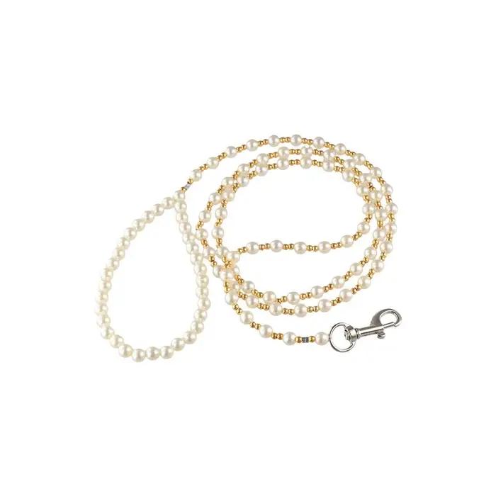 Laisse pour chien 120 cm avec perles imitation, laisse robuste perlée, crochet élégant en alliage, l