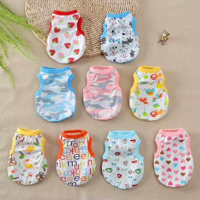 Gilet en coton pour chiens, vêtements pour petits chiens, Chihuahua, animaux d'été, gilet de dessin 