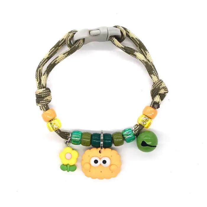 Collier coloré mignon pour animaux de compagnie, avec cloches tressées, chaîne de cou de chat, annea