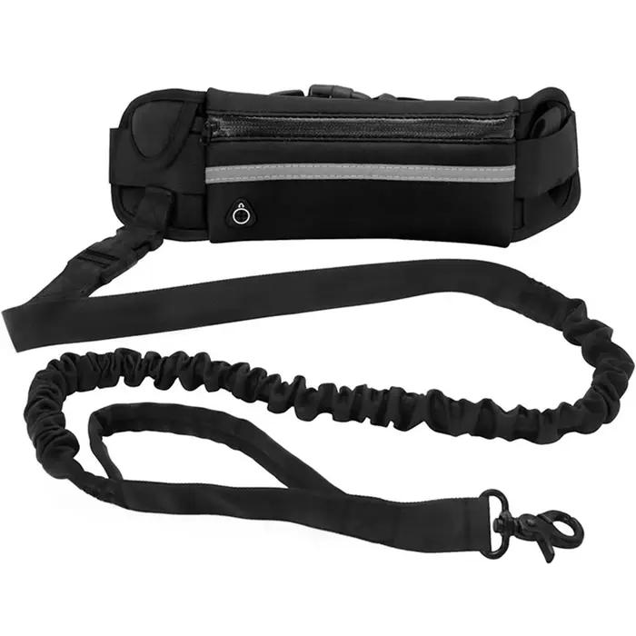 Laisse pour chien mains libres pour la course à pied laisse réfléchissante avec sac de taille ceintu