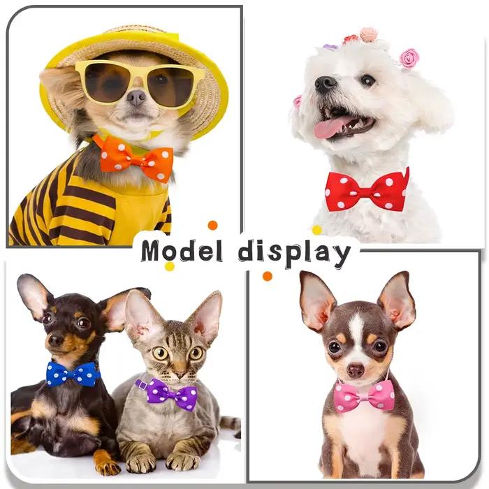 Accessoires pour chiens, nœud papillon réglable pour petit chien et chat, couleur unie, Style à pois