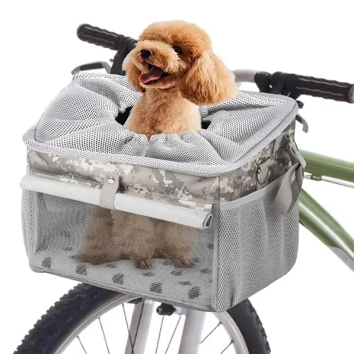 Panier de vélo pour chien, petits et moyens animaux pour avec maille respirante, guidon avant amovib