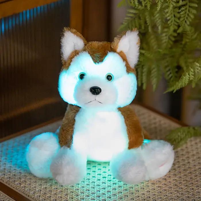 Jouets en peluche pour chiot qui brillent dans le noir, veilleuse, chien câlin, animaux en peluche, 