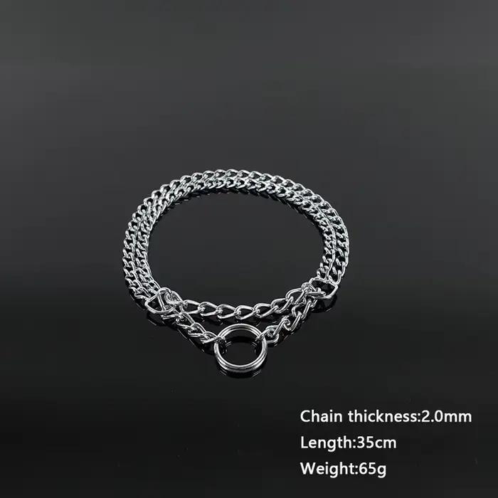 Collier pour chien 35-70cm, chaîne télescopique réglable en métal à Double rangée, Triple anneau, co