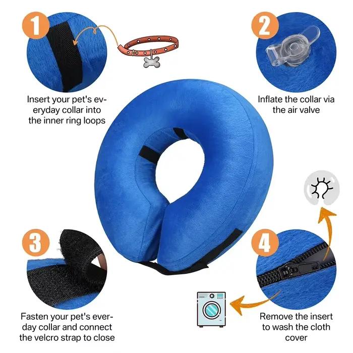 Cônes pour chiens après chirurgie, collier de protection gonflable pour chien, collier de récupérati