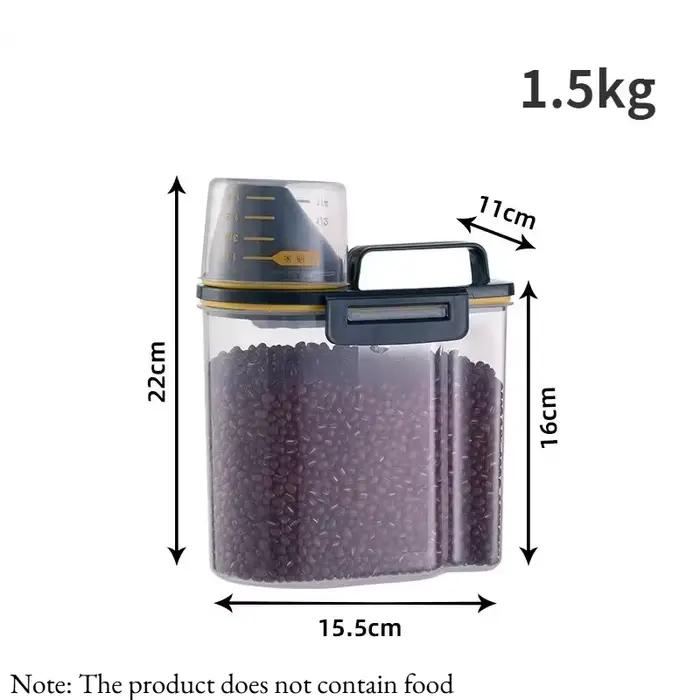 1 récipient hermétique pour aliments pour animaux de compagnie, pot scellé en plastique de 1,5 kg/2 