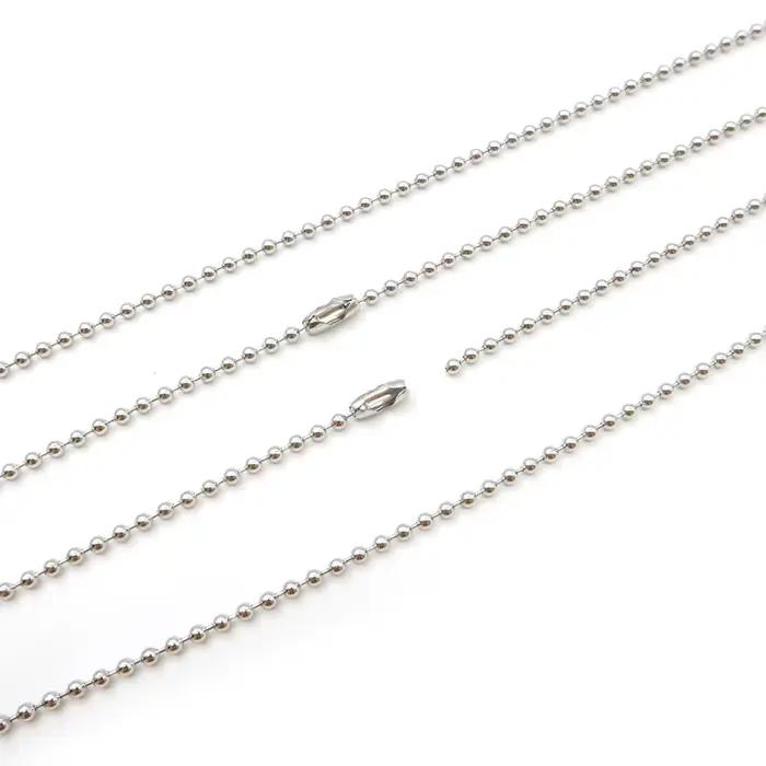 Collier personnalisé en acier inoxydable, 100 pièces, 60cm, 2.4mm, chaîne à billes, résultats de bij