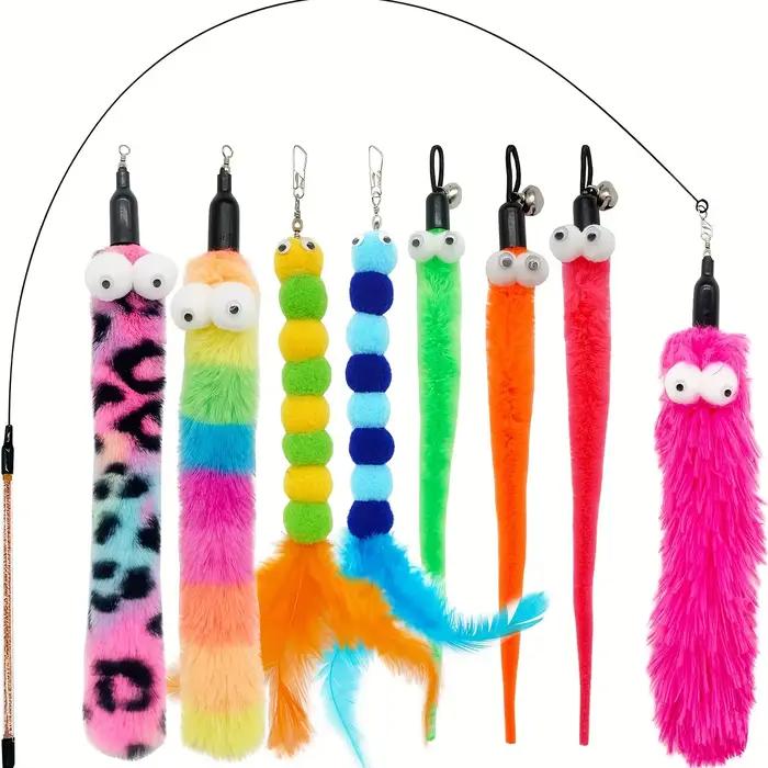 Baguette pour chat, 9 pièces, jouets en plumes, jouets interactifs pour chat, ver pour chats d'intér