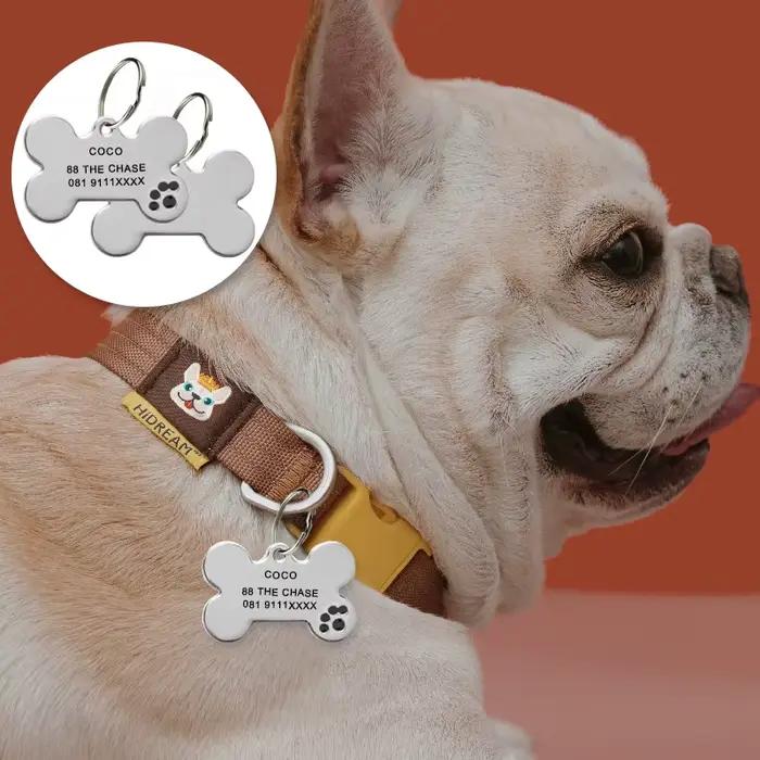 Étiquette d'identification Anti-perte pour chien, gravure personnalisée, nom d'animal de compagnie p