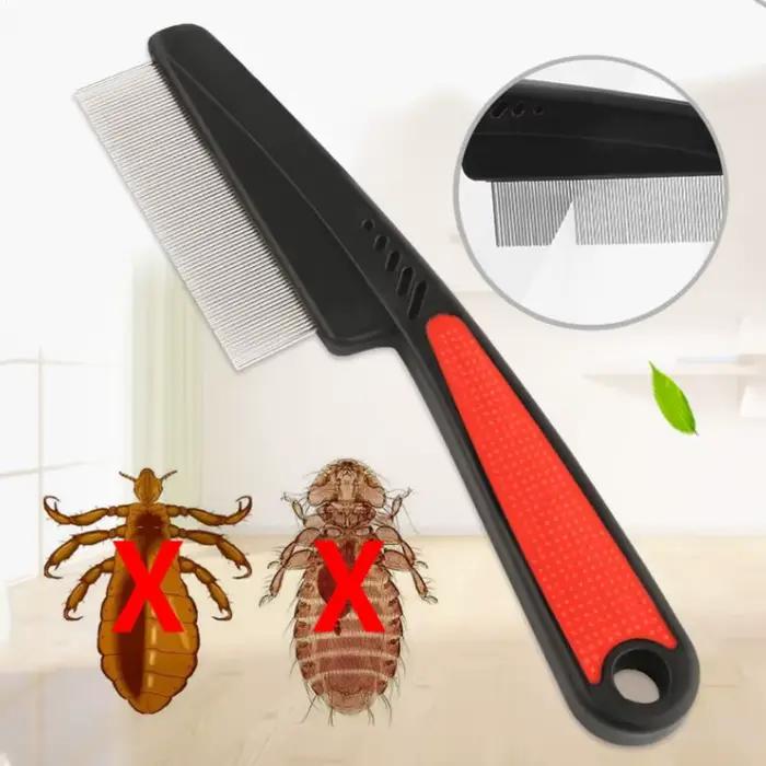 Brosse d'élimination des puces et des poux pour animaux de compagnie, peigne en acier inoxydable, ve
