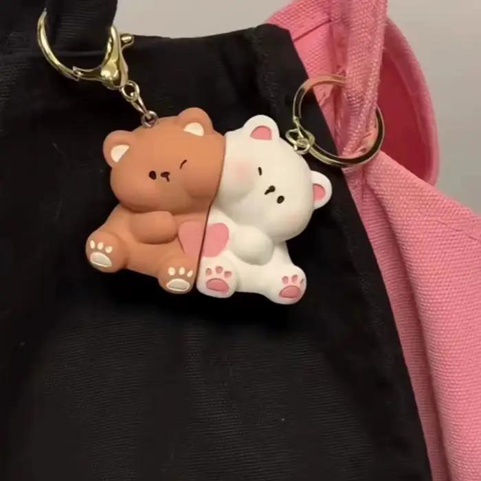 Porte-clés magnétiques pour couple de chiens mignons, pendentif créatif assorti pour la décoration d