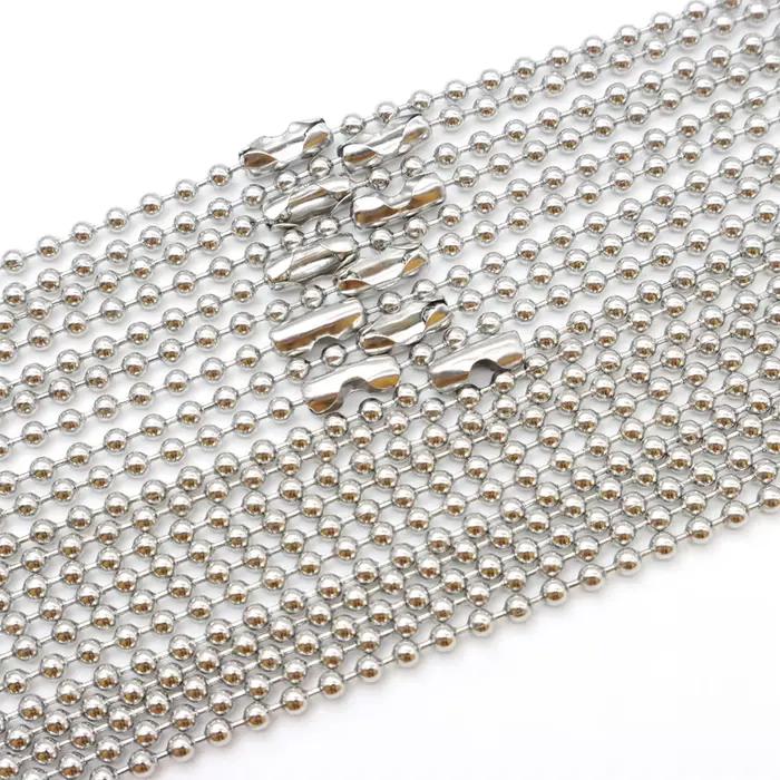 Collier personnalisé en acier inoxydable, 100 pièces, 60cm, 2.4mm, chaîne à billes, résultats de bij