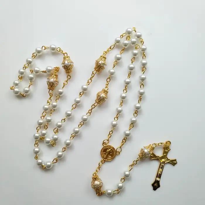 Collier chapelet religieux à cinq bénédictions, chaîne de perles de prière, médaille de Saint benoît