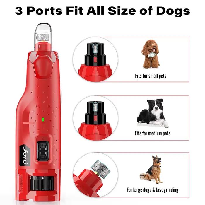 Broyeur à ongles pour chien, anti-poussière avec 2 lumières LED, lime coupe-ongles Super silencieuse