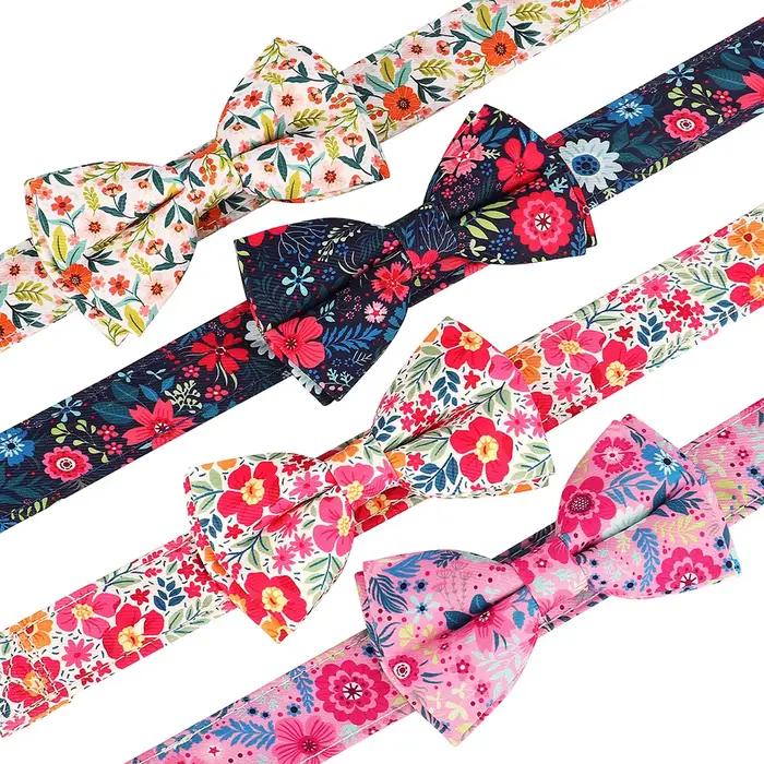 Collier de chien en Nylon imprimé Floral, collier de printemps réglable avec nœud papillon pour peti