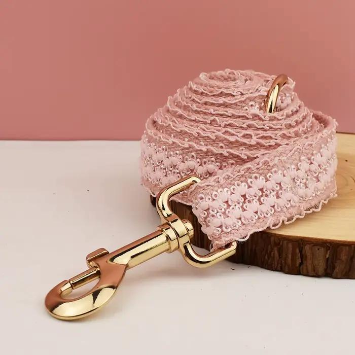 Collier pour chien en dentelle rose personnalisé, plaque nominative gravée sur mesure, collier de ma