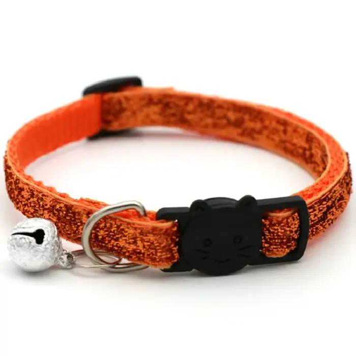 Sangle de cou réglable avec clochette pour animal de compagnie, collier à paillettes pour chaton et 