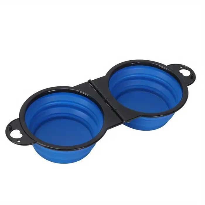 Bol pliable portable pour animaux de compagnie, double bol extérieur pour chien pour l'eau et la nou