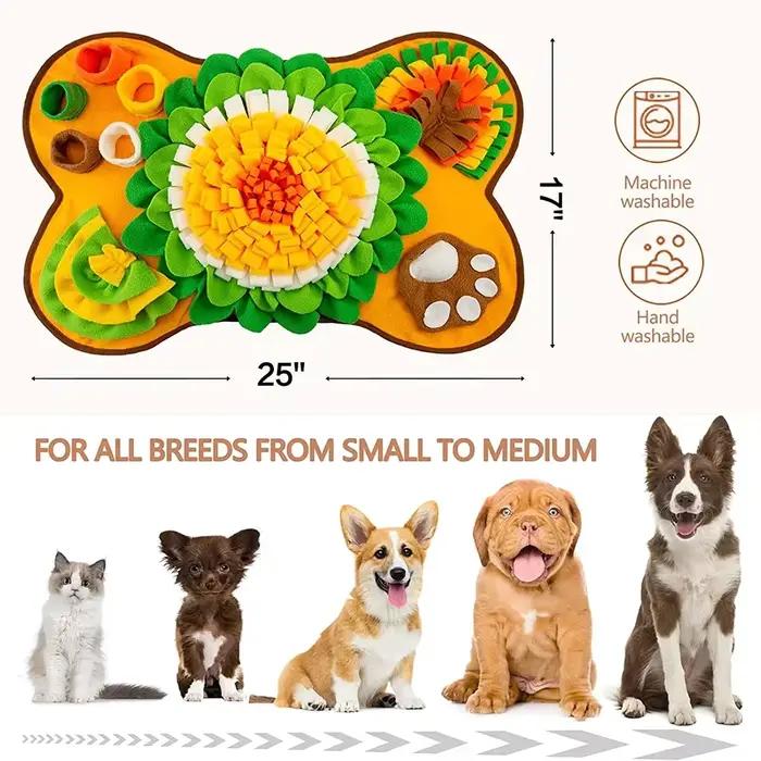 Grand tapis de reniflement pour chiens, pour l'entraînement interactif et le soulagement du stress, 