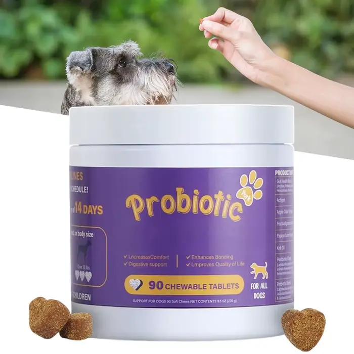 Compléments Probiotiques pour Chiens – 90 Comprimés – Enzymes Digestives pour la Santé de la Flore I