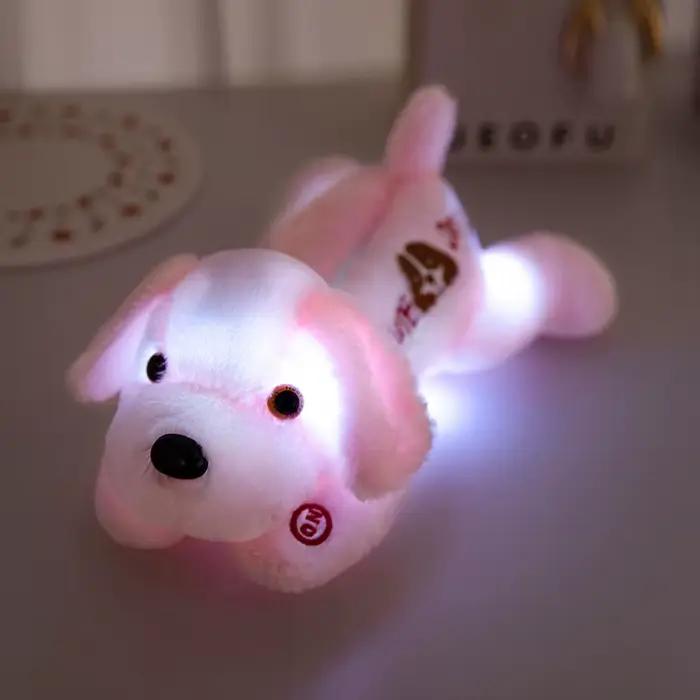 Jouet en peluche chien lumineux, dessin animé mignon, poupée animale couchée douce, Anti-Stress, déc