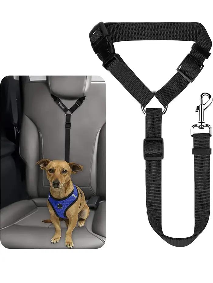 Ceinture de sécurité pour animaux de compagnie, laisse de retenue en nylon pour appuie-tête, harnais