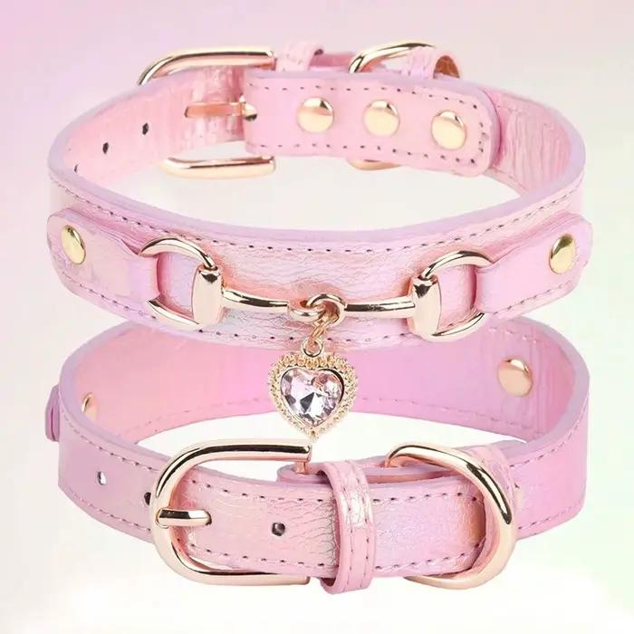 Collier délicat en cuir PU pour chien, 1 pièce, tissu en cuir de haute qualité et raccords en alliag