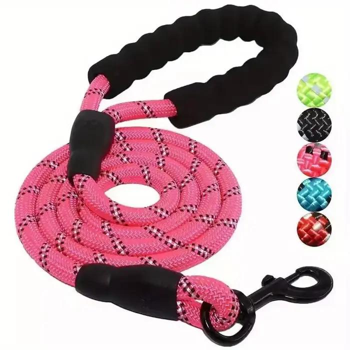 Laisse réfléchissante pour chien avec poignée rembourrée confortable, Double corde de Traction robus