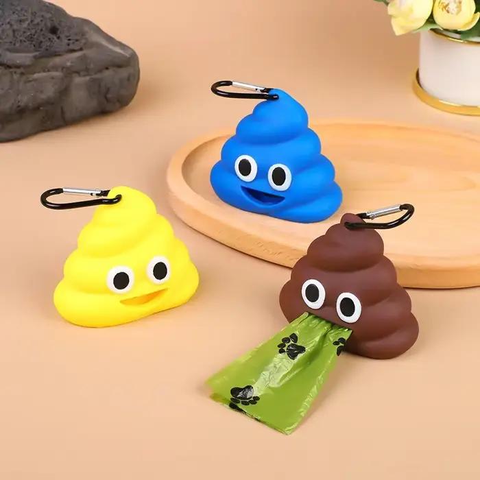 Distributeur de Sacs à Déchets Portable en Silicone pour Chien, avec réinitialisation à Mousqueton, 