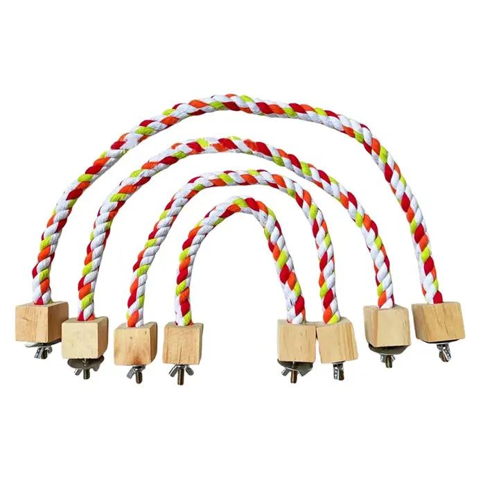 Jouets de morsure d'oiseau pour animaux de compagnie, corde en coton couleur perroquet, jouets d'esc