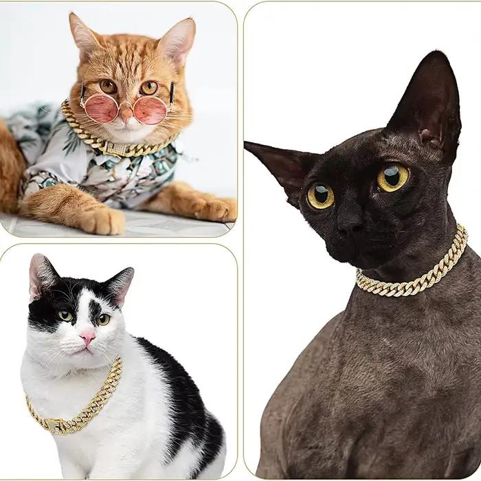 Collier chaîne pour chien en strass, métal or fort, lien cubain, collier de luxe en diamant pour chi