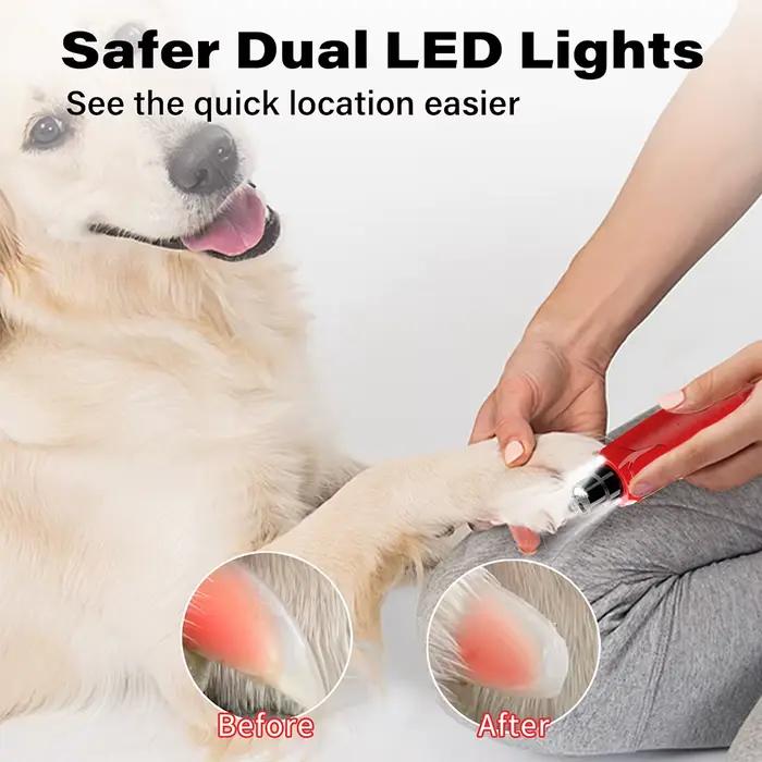 Broyeur à ongles pour chien, anti-poussière avec 2 lumières LED, lime coupe-ongles Super silencieuse